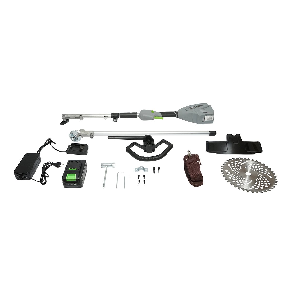 Motocoasa electrica multifunctionala 1500W, acumulator 40V/2Ah, viteza 8000 r/min, disc vidia si accesorii incluse